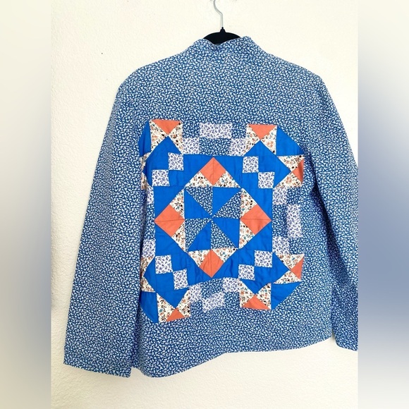 -sold- Vintage 70s Handmade Patchwork Calico Ditsy Floral Jacket - Picture 5 of 8